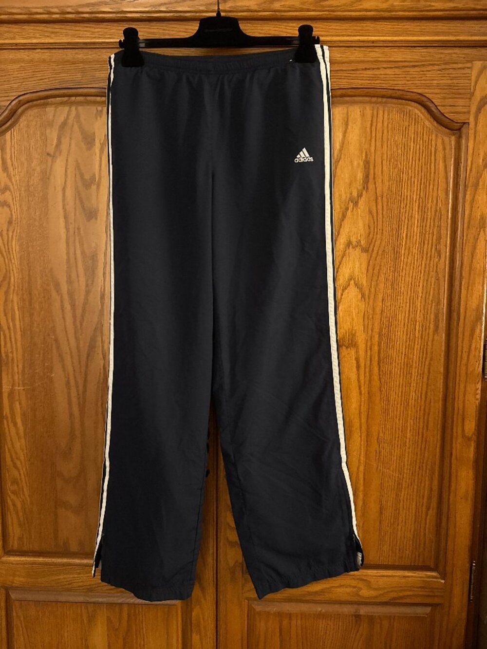 adidas Black Track Pants with White Side Stripes
